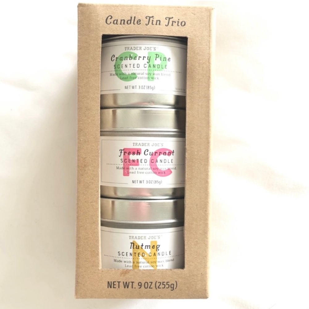NIB Trader Joe’s Holiday Seasonal holiday Candle Tin Trio SET gift